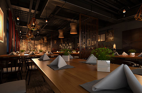 红河简约大气中式风格餐厅设计装修效果图