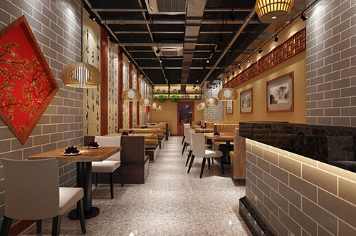 红河传统中式餐厅餐馆装修设计效果图