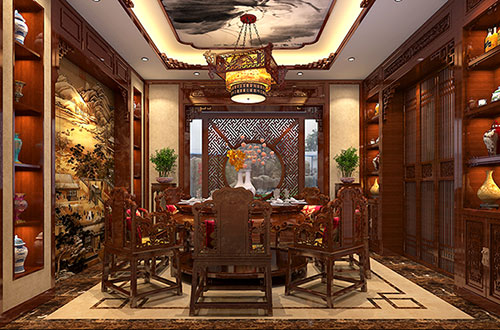 红河温馨雅致的古典中式家庭装修设计效果图