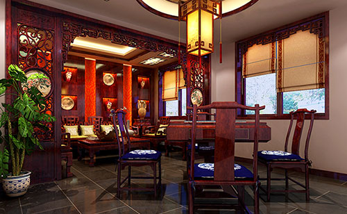 红河古典中式风格茶楼包间设计装修效果图